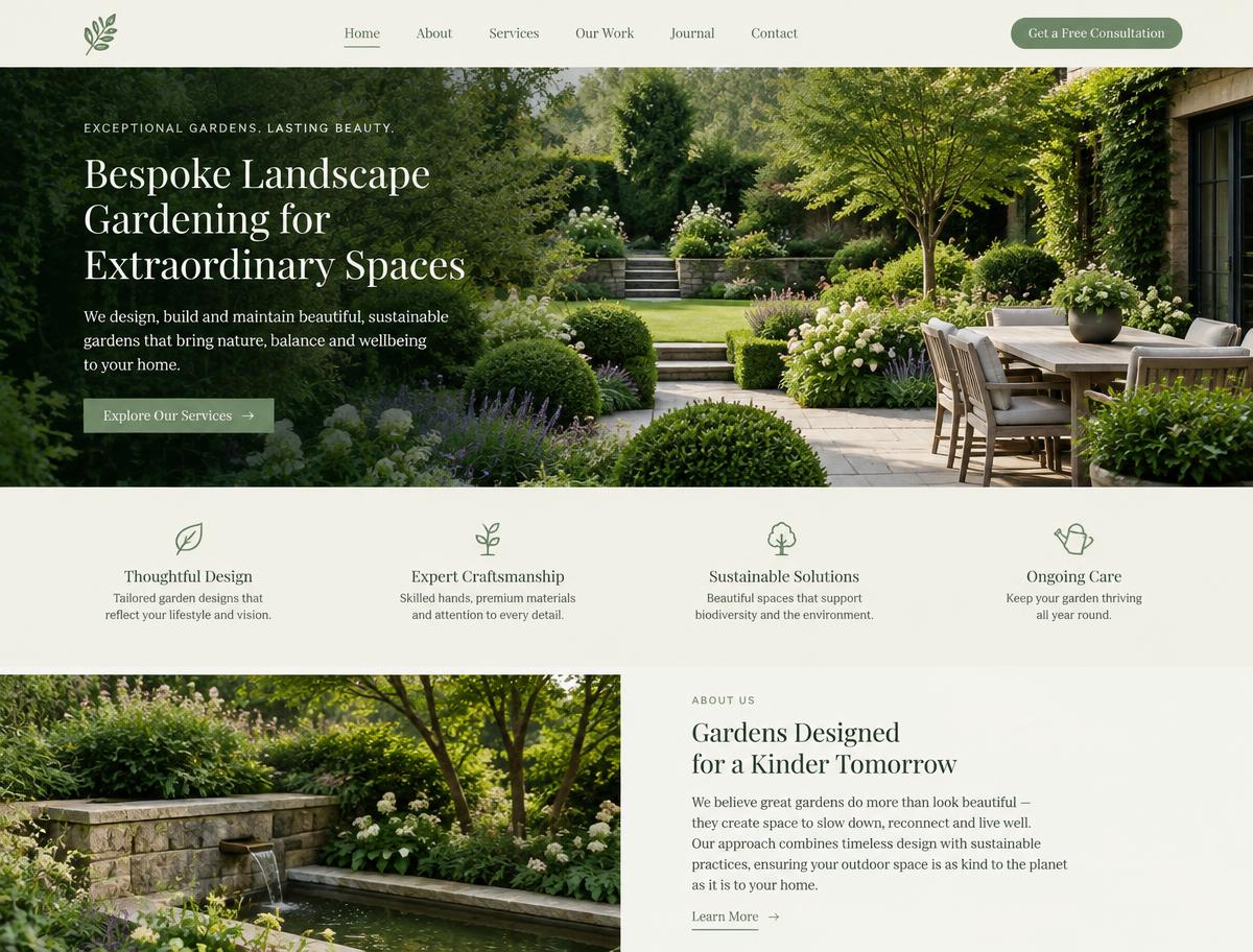 Fictief websiteconcept voor Terra Groen (Hoveniersbedrijf)